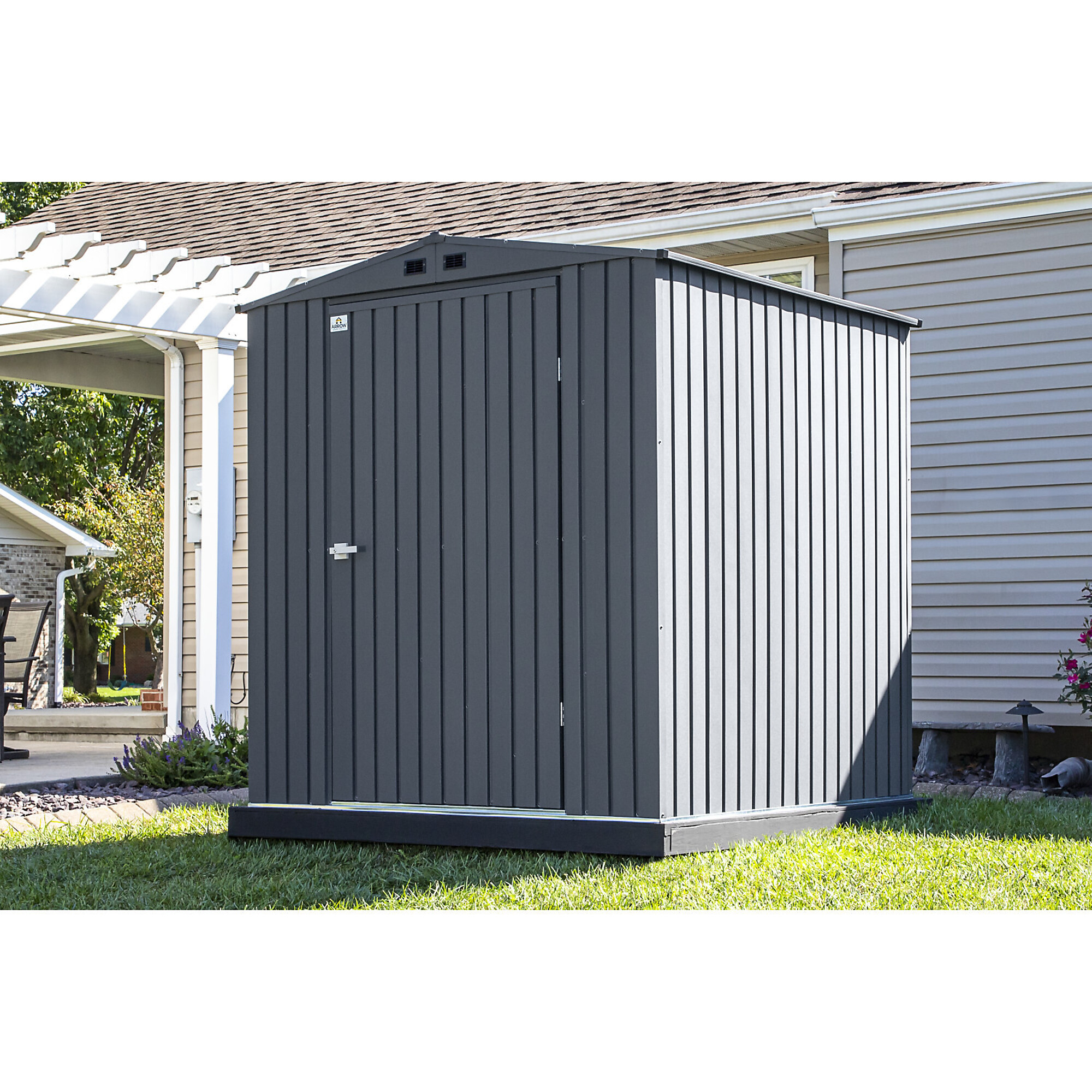 Arrow Storage Products, Elite Steel Shed 6x6 Anthracite EG66AN, Length 6 ft, Width 6 ft, Model# EG66AN